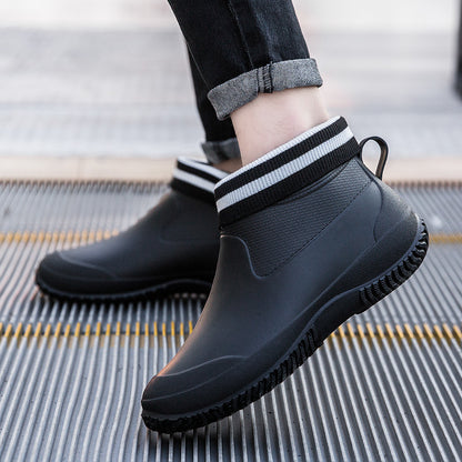 Japan Purchasing agent GP non-slip Rain shoes male Short tube female Low Gang Boots kitchen Rubber shoes Overshoes Car Wash go fishing Couple shoes