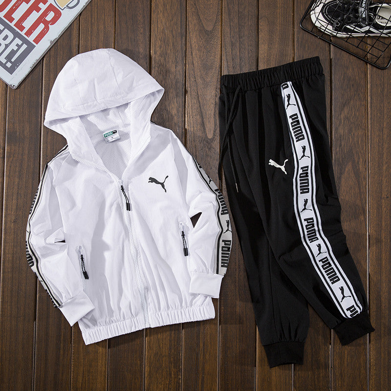 foreign trade Autumn clothes Boy Sports suit Children's wear Autumn and winter clothes Cardigan loose coat children outdoors Foreign style trousers Zipper shirt