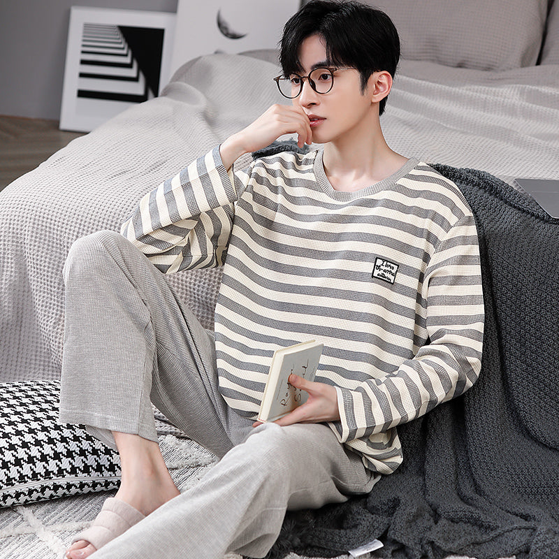 man Long sleeve trousers Spring and Autumn Cotton suit pajamas