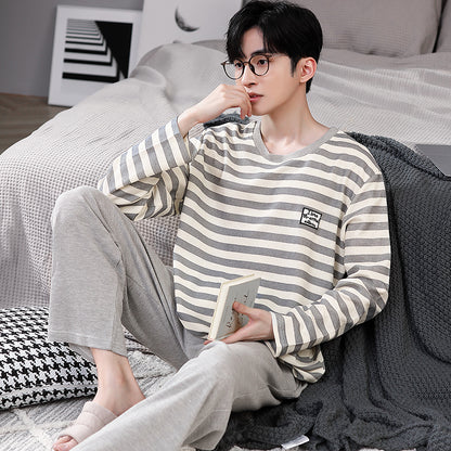 man Long sleeve trousers Spring and Autumn Cotton suit pajamas