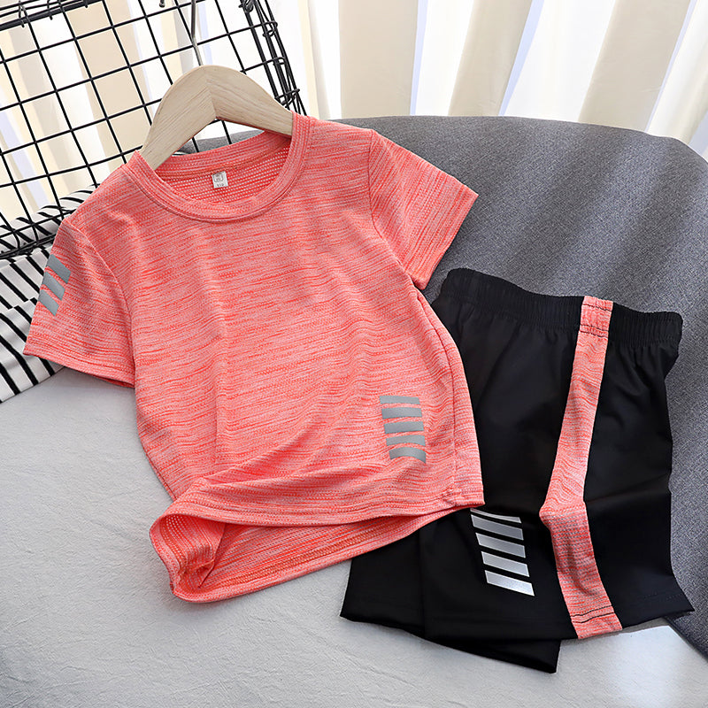 Boy Sports suit Children's wear thin Zhongda Tong Quick drying Short sleeve shorts Two piece set children summer wear girl T-shirt tide