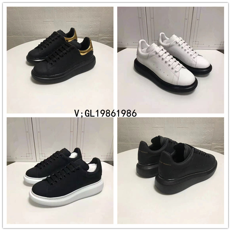 New products spring and autumn Hot money All black and white Jinwei McQueen lovers Little white shoes men and women Flat bottom increase Casual and versatile trend