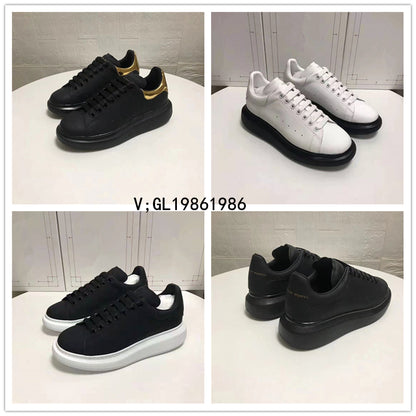 New products spring and autumn Hot money All black and white Jinwei McQueen lovers Little white shoes men and women Flat bottom increase Casual and versatile trend