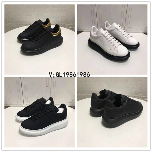 New products spring and autumn Hot money All black and white Jinwei McQueen lovers Little white shoes men and women Flat bottom increase Casual and versatile trend