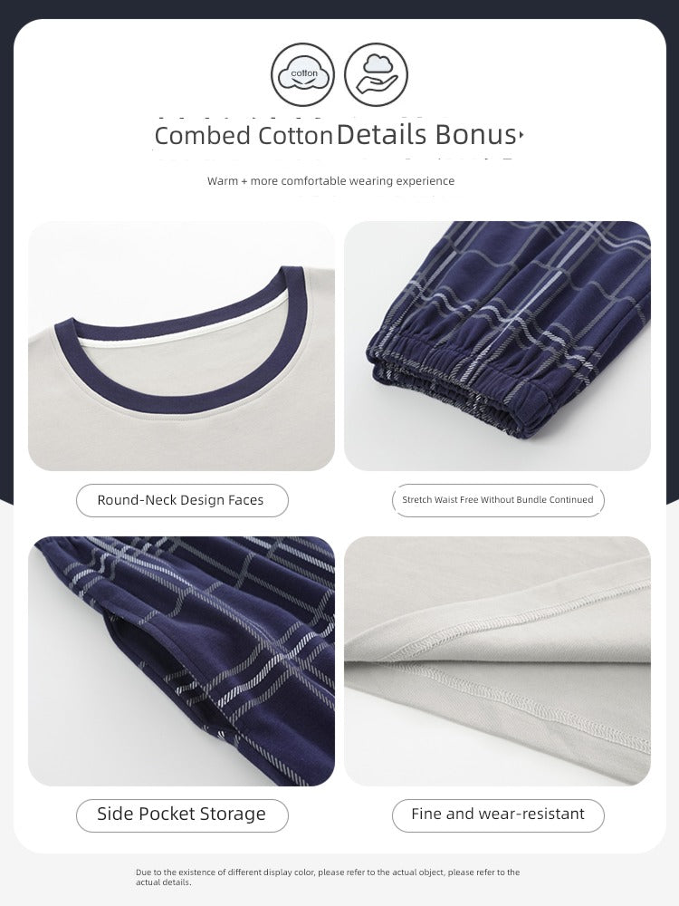 man Long sleeve trousers Spring and Autumn Cotton suit pajamas