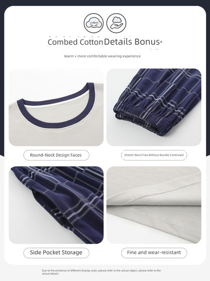 man Long sleeve trousers Spring and Autumn Cotton suit pajamas