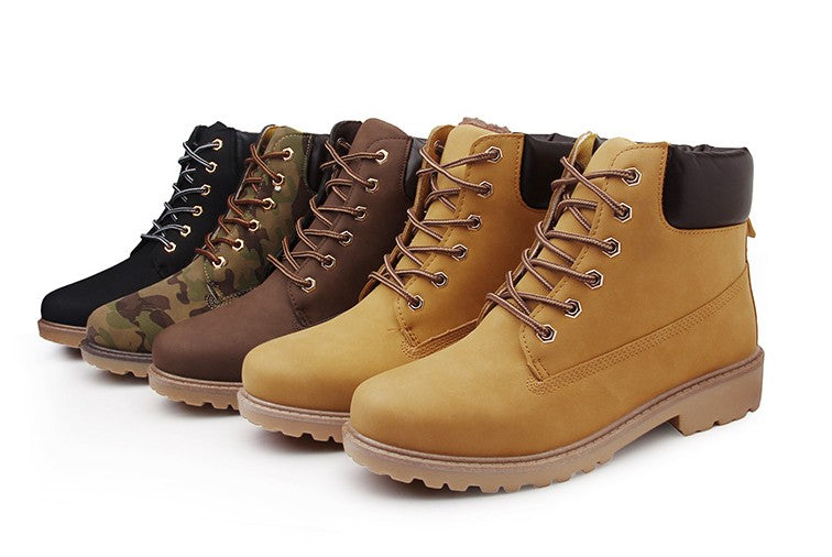 Autumn and winter men and women Couple boots Britain Two cotton Martin boots Tooling boots Cotton boots leisure time leather shoes Women's Boots Gao Bang Men's Shoes