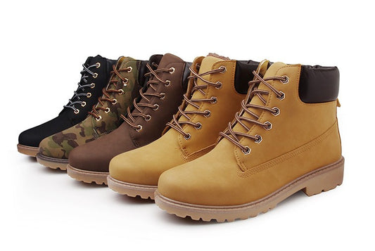 Autumn and winter men and women Couple boots Britain Two cotton Martin boots Tooling boots Cotton boots leisure time leather shoes Women's Boots Gao Bang Men's Shoes