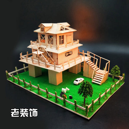 DIY house manual house Architecture Model Assembly villa girl Toys male a birthday present Ice cream stick stick
